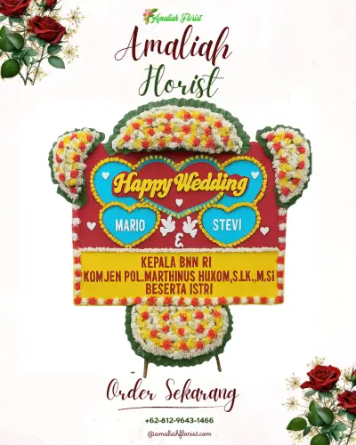 Karangan Papan Bunga Pernikahan di Reksosari